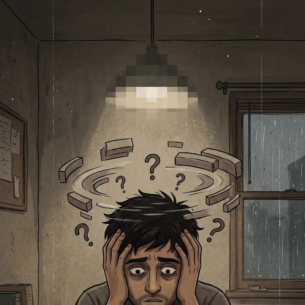 Illustration of a puzzled man surrounded by question marks, confused by NoFap terminology